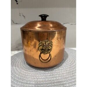 Vintage Copper And Lions Head Pot